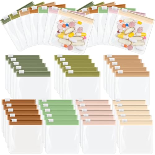 Image of Sherr 35 Pcs Pill Pouch Bags with Zipper Pill Pouch Set Travel Reusable Translucent Medicine Organizer Self Sealing Plastic Bag with Slide Lock for Storage(Sage Green,3 x 3 Inch,Blank Style)