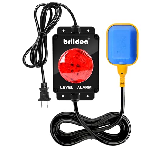 Sump Pump Alarm Briidea Indoor/Outdoor High Water Septic Tank Alarm with 110dB Audible Alert & LED Indicator 10ft Float Switch for Septic Systems Sump Pumps Ponds & Water Tanks