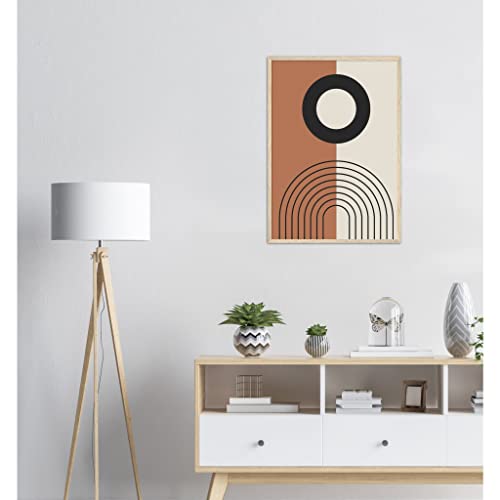 Art mural abstrait beige et marron | Cadre bois 50x70 cm ready to hang