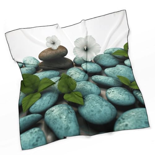 Cobblestone Zen Flowers Head Scarf for Women, 27 Inches Square Scarf, Stylish Exquisite Kerchief for Gift (Individually Packaged)3