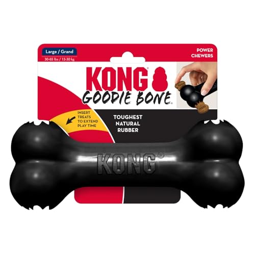 KONG Extreme Goodie Bone - Langlebiger Hundeknochen aus Naturkautschuk für Hunde mit starkem Biss - Für Große Hunde - Schwarz