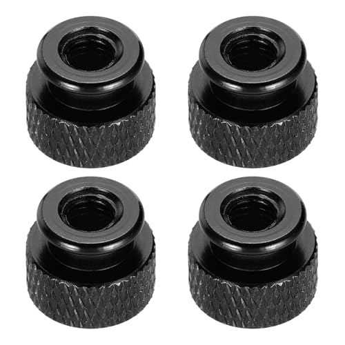 QUARKZMAN 4 Piezas De Tuerca Moleteada Para Mano, M5 12 Mm DE 10 Mm Altura Aleación De Aluminio 6061 Anodizado, Tuerca De Mano Para Maquinaria, Montaje DIY, Electrónica, Negro Brillante