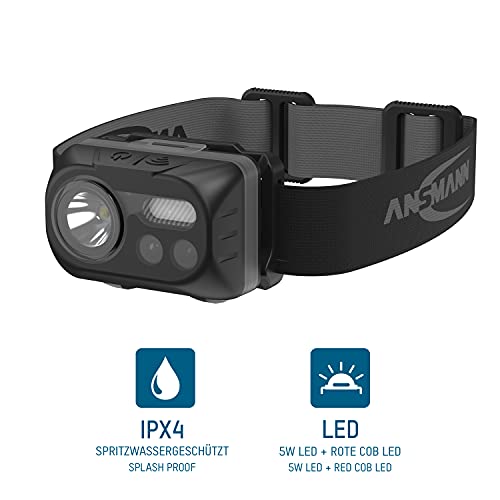 Lampe torche frontale réglable ANSMANN HD230BS avec 3 modes et LED rouge - 4