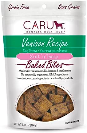 CARU – Soft ‘n Tasty Baked Bites – Venison Bites Dog Treats – Flavorful Training Treats – 3.75 oz
