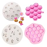 2PCS Flower and Bee Silicone Mold Bumble Bee Cake Decoration Fondant Mold Sugar Craft Cupcake Making...