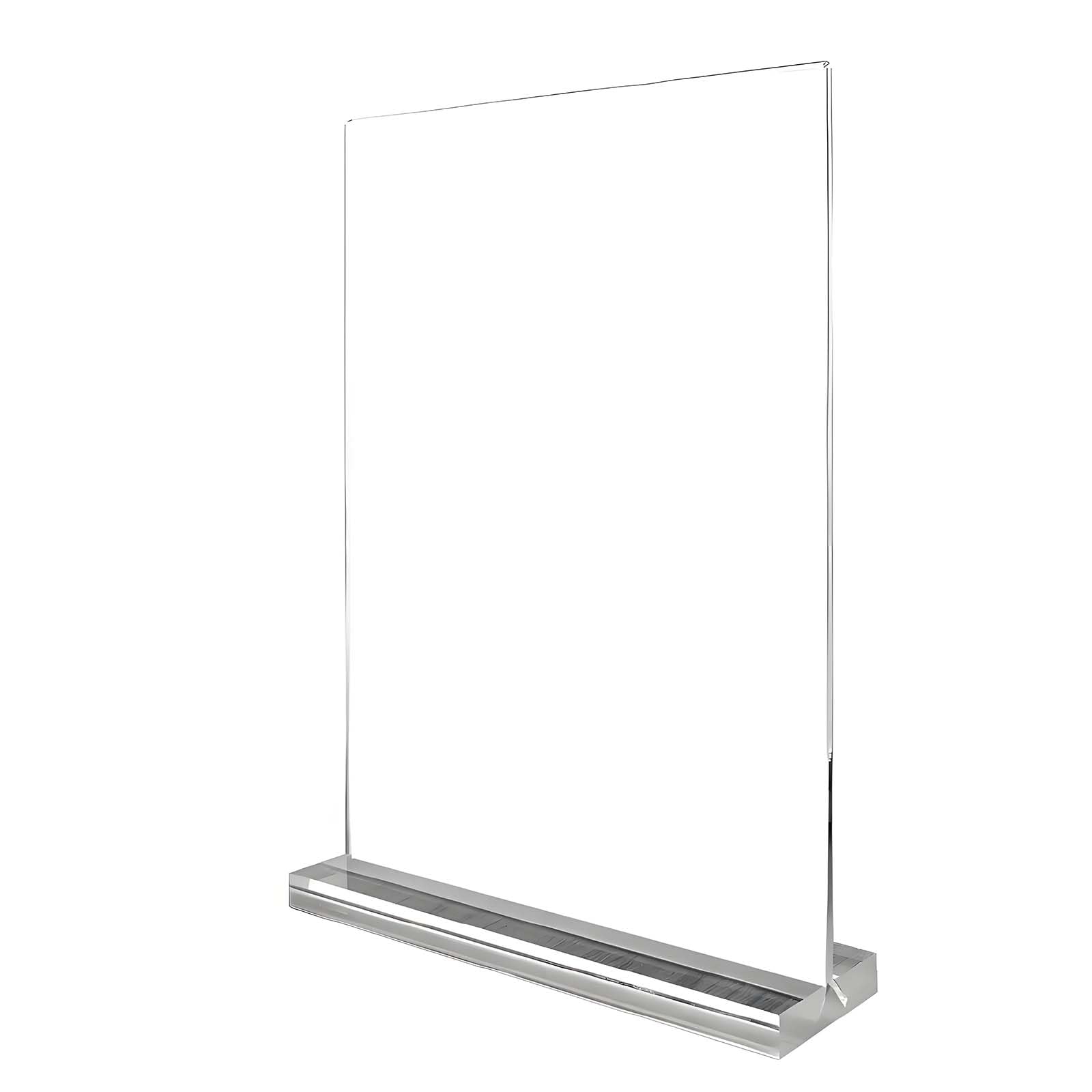 WOFDALY T Shape Acrylic Sign Holder Slide In Display Stand Clear Double Sided Tabletop Menu Frame Countertop Card Holder for Retail Store Restaurant Office Reception,14.8cm×21cm Vertical
