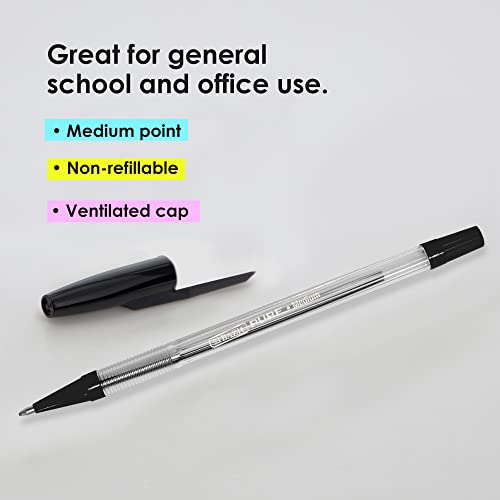 Bazic Ballpoint Pen Pure Black Color Stick Pens, 1.0 Mm Bold Point Smooth Writing, For Office School Teacher (12/Pack), 1-Pack #TOP4