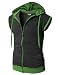H2h Men's Active Sleeveless Hoodie Zip-up Vest - Charcoal (Asia X-Large/ US Large)