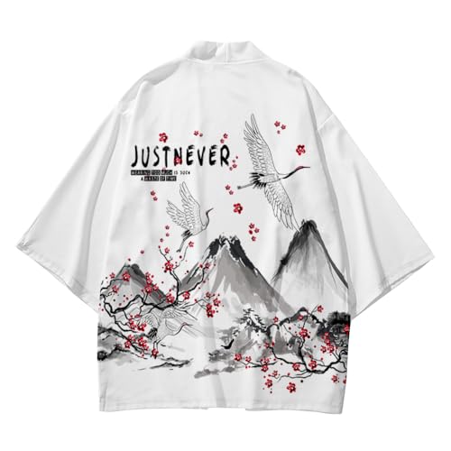 Image of DOVWOER Women's and Men Cardigan Jackets Japanese Kimono Casual Open Front Lightweight Coat