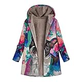  Frimuoy Sweatjacke Damen Mit Kapuze Damenmantel Lang Winter Elegant Outdoor Winterparka Parka mit Fleece Frauen Dicker Winterparka Trenchcoat Übergangsjacke Stoffjacke Herbst Winter Outdoorjacke