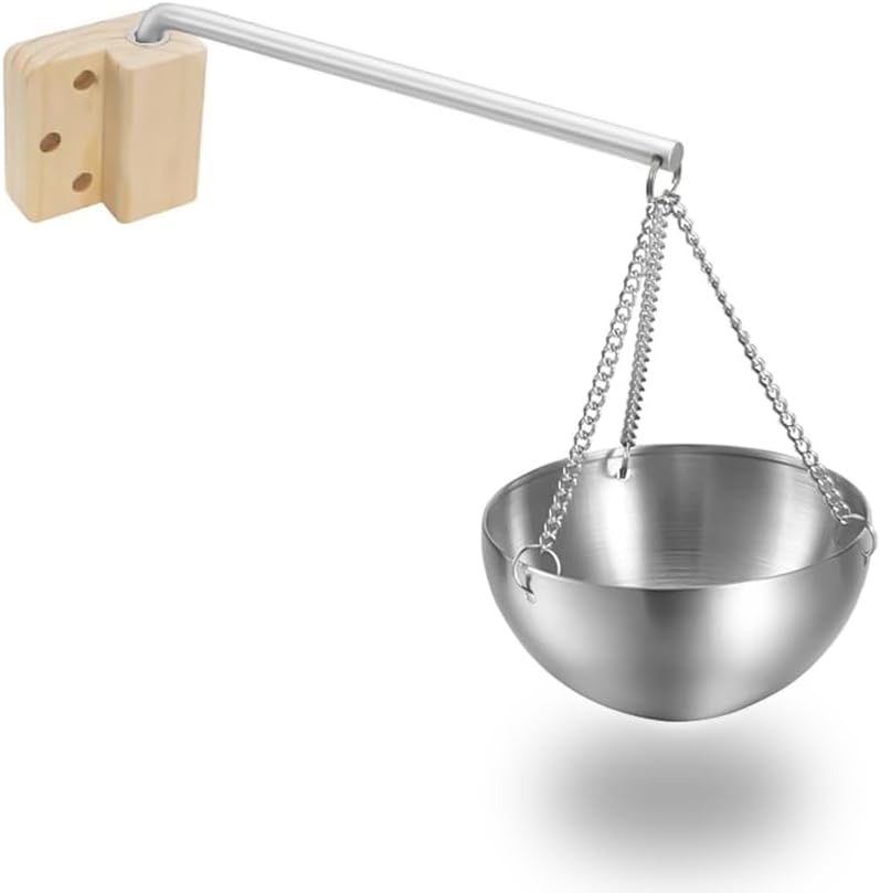 Difusor de Aromas para Sauna, Tazón de Acero Inoxidable con Soporte de Madera