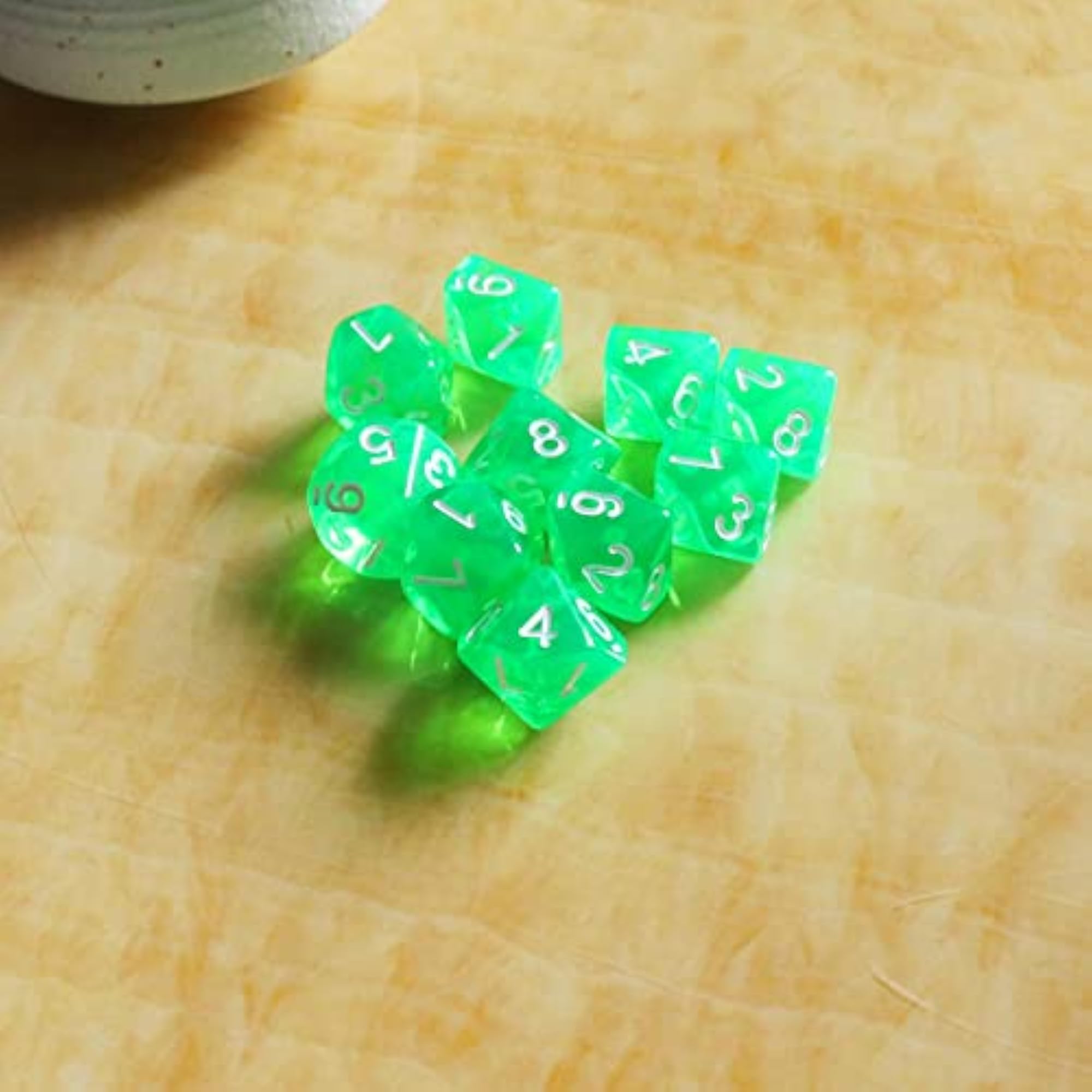 D10 Green Ten-Sided Gem Dice for RPG Games