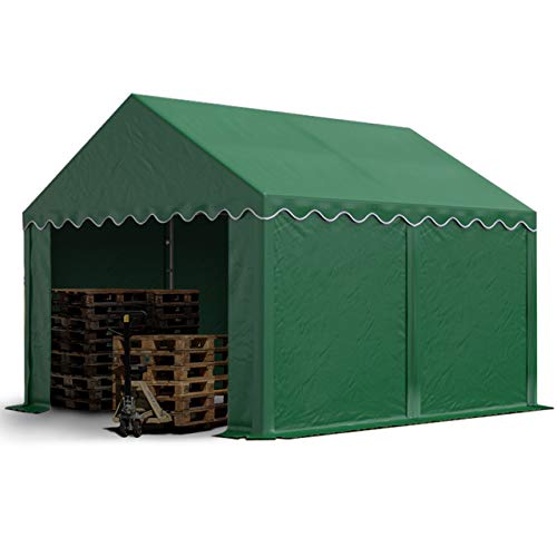 TOOLPORT Lagerzelt 3x4 m Industriezelt Unterstand PVC Plane 750 N dunkelgrün