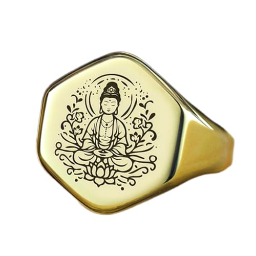 Bague Kuan Yin hexagonale vintage, sublimez votre look au quotidien