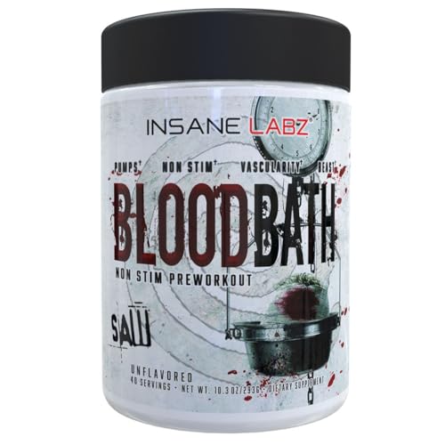 Image of Insane Labz Saw Bloodbath, Non-Stim Pump Pre Workout Powder with Nitrosigine, OxyGold, Agmatine Sulfate, L-Citrulline and Betainne Anhydrous, 40 Srvgs (Unflavored)