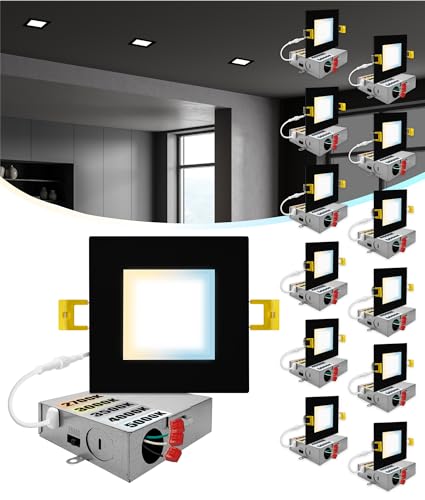 NUWATT 12 Pack 4 Inch Square Ultra-Thin LED Recessed Lighting,