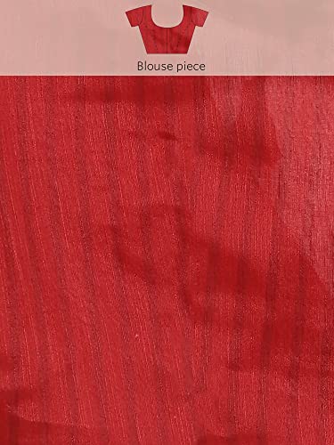 Image of AKHILAM Women's Printed Linen Zari Saree With Unstitched Blouse Piece (FF0BGBLT80001 Parent)