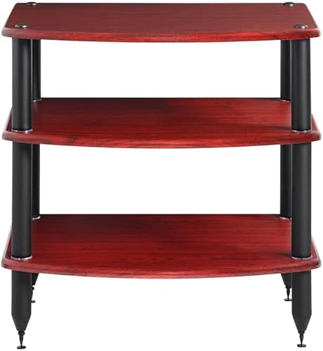 Miniatura 4 de Pangea Audio Vulcan - Estante estéreo de audio de tres estantes, soporte multimedia y gabinete de componentes, 3 estantes, color rojo Rosenut