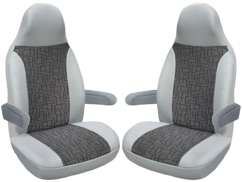 Preisvergleich Produktbild BREMER SITZBEZÜGE Maß Piloten Schonbezüge Sitzbezüge kompatibel mit Wohnmobil Camper Ducato Fahrer & Beifahrer 823 Schonbezug Set in Grau