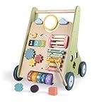 Wooden Baby Walker with Wheels, Baby Walker for Boys 6-12 Months Push Toy, Montessori Walking Toys for 1 Year Old Activity Center
