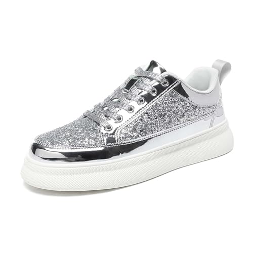 Zapatillas Deportivas Hombre Casuales Comodas Caminar Diario Tendencias Urbano (Silver, 37) #136