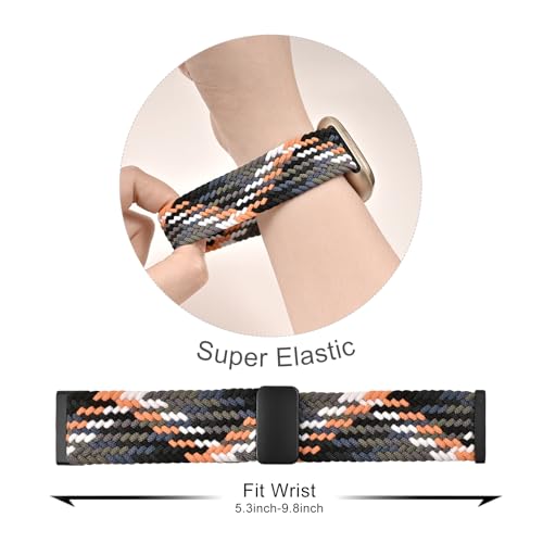 Image of HSWAI Magnetic Braided Compatible with Fitbit Versa 4 Bands for Women /Versa 3 /Sense /Sense 2 Bands, Soft Stretchy Sport Strap Woven Loop Elastic Nylon Wristbands Men