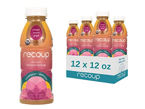 Recoup Organic Hydration Beverage With Electrolytes And Ginger - Pineapple + Coconut + Ginger - Plant-Based Sports Recovery Drink, No Sugar Added, Non-Gmo -12 Fl Oz (Pack Of 12) #TOP1