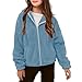 Girls Soft Fleece Jacket Kids Sherpa Zip Up Hoodie Children Fashion Fluffy Fuzzy Sweatshirt Warm (Blue, 11-12 Years)