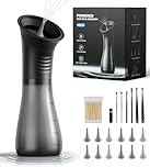 Ear Wax Removal with One-Piece Waste Tank,Electric Ear Cleaner IPX7 Rechargeable 9 Cleaning Ways&Super Battery-Safe Efficient Ear Irrigation Flushing System Suitable for Adults and Kids (Dark)