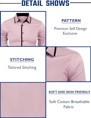 Image of Zombom Combo of Men's Cotton Blend Solid Regular Fit Casual Full Sleeves Shirts (Pack of 3)