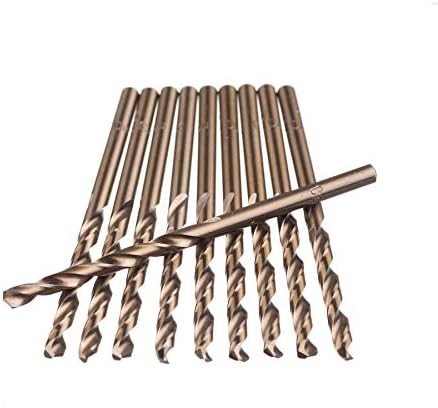 HPMAISON 3mm 10pcs M35 HSS Gold Cobalt Jobber Drill Bit Set, Metric High Speed Steel Twist Drill Bit Set for Drilling Stainless Steel & Hard Metal, Cast Iron, Copper, Aluminum