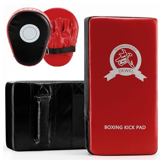 DEWEL PU Leder Schlagpolster Set 2 × PU Schlagkissen und 1 Paar PU Handpratzen Pratzen Boxen für Kickboxen Thaiboxen Karate