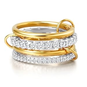 Bagues Empilables en Or Zircone pour Femmes