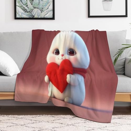 Couverture polaire lapin en flannel super douce et légère de 140×180cm