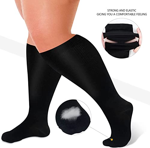 Image of 3Pack Plus Size Compression Socks for Women and Men, 20-30mmhg Extra Large Knee High for Circulation