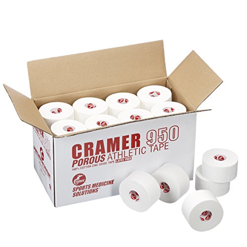 Image of Cramer 950 Premium White Porous Athletic Tape, 1.5 inch x 15 Yards, Strong Adhesive Sports Tape, Easy Tear, Breathable Cotton, Latex-Free, Bulk Case of 32 Rolls for Ankle, Wrist & Injury Taping