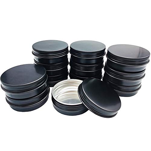 12 Pack 2 oz Aluminum Tin Jar 60 ml Round Refillable Containers,Black Aluminum Cosmetic Sample Containers with Screw Lid for Spice,Salve,Powder or Candies by OJYUDD - Image 4
