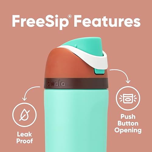 Image of Owala Kids FreeSip Insulated Stainless Steel Water Bottle with Straw for Sports, Travel, and School BPA-Free Sports Water Bottle, 16 oz, Mint Chocolate