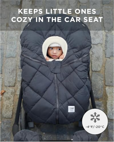 Image of 7AM Enfant Car Seat Covers - Cocoon Baby Cover for Boys & Girls, Rain & Snow Repellent, Breathable Windproof, Center Zipper, Universal Fit for Infant Car Seat (0-12M) (Spice Quilted)