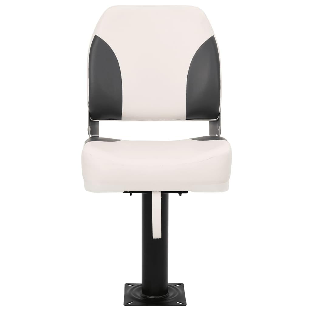 Sedile pieghevole per barca con schienale basso in PU e PVC, console in acciaio, 41 x 36 x 48 cm, portata 100 kg, universale per barca a vela, yacht, jolle, catamarano