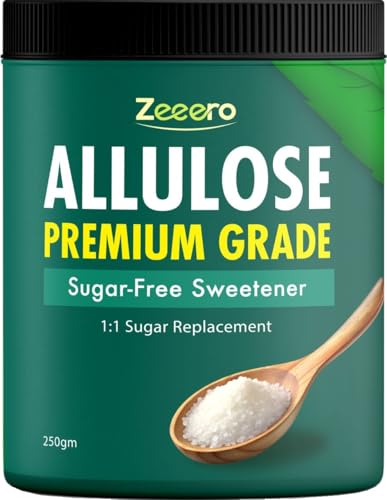 Image of Zeeero Allulose Premium Grade Sugar-Free Sweetener, Zero Calorie, Zero Carb, Keto Diet Friendly, Natural Sugar Replacement, 250gm