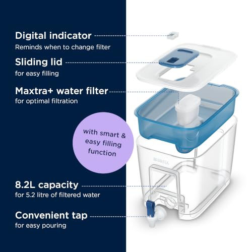 Image of BRITA Flow XXL 8.2L Water Filter Tank | Fridge-Fitting Dispenser with MAXTRA PRO Cartridge | Ideal for Families & Offices | Fresh, Great Tasting Water
