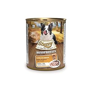 Stuzzy, Comida húmeda para Perros Adultos, Sabor Pollo, preparación monoproteínica en paté – Total 4,8 kg (6 latas x 800 gr)