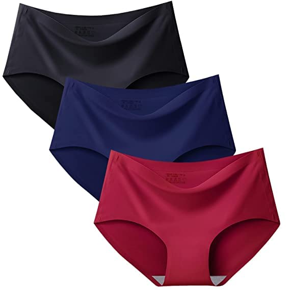 Image of LOURYN KOULYN Women Cotton Silk Seamless Everyday Panty Combo Set Girls and Women Innerwear Briefs Hipster Medium Waist Panties Random Multicolor (Pack of 3)