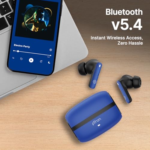 Image of pTron Bassbuds Blaze in-Ear TWS Earbuds w / 13mm Drivers, 50Hrs Playtime, AI-ENC Clear Calls, Bluetooth V5.4 Wireless Headphones, Touch Control, Voice Assistant, Type C Charging & IPX5 (Berry)