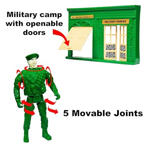 Image of VGRASSP 10 Pcs Army Toy Set for Kids - Pretend Play Soldier Kit with Action Figure, Foam Dart Gun, Military Camp & Accessories - Birthday Gift Set - Multicolor