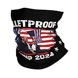 Bulletproof Trump 2024 Balaclavas Face Mask Print Bandana Women Men Head Scarf Neck Gaiter Headband Headwear Face Scarf for Dust Wind Style-1 White