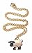 Produktbild FizzyButton Geschenke Emaille Schafe Charmehalskette mit Gold Edelstahlkette im Geschenkkarton plattiert