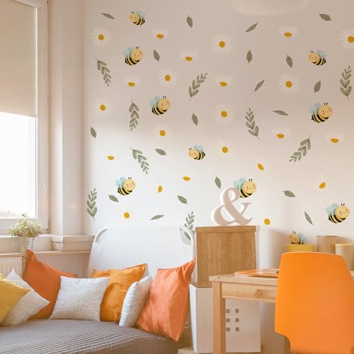 Vinilos decorativos Daisy and Bee para pared, flores y abejas miniatura 5