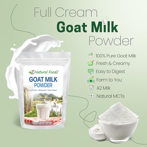 Z Natural Foods Goat Milk Powder - Pure Netherlands Full Cream Milk, Powdered Goat Milk, Highly Nutritious, Easy Digestion - Whole Goats Milk for Adults for Smoothies, Cooking, Baking, 1 lb